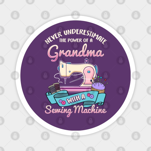 Grandma With A Sewing Machine Magnet by E